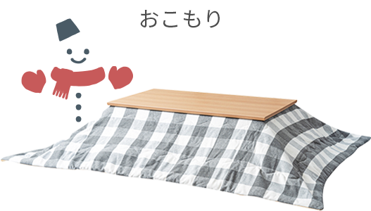 冬はおこもり 雪だるまこたつ