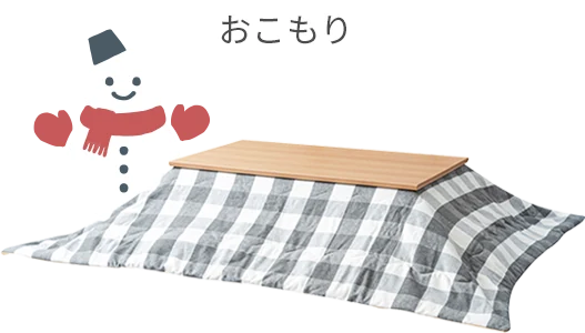 冬はおこもり 雪だるまこたつ